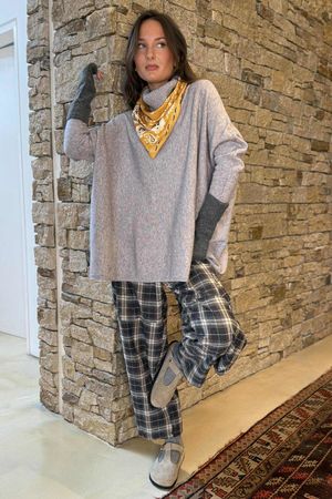 Patrick Plaid Brushed Cotton Barrel Pant Grey - 